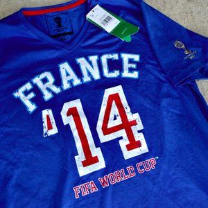FIFA World Cup T Shirt France V Neck 2014 s/s New!